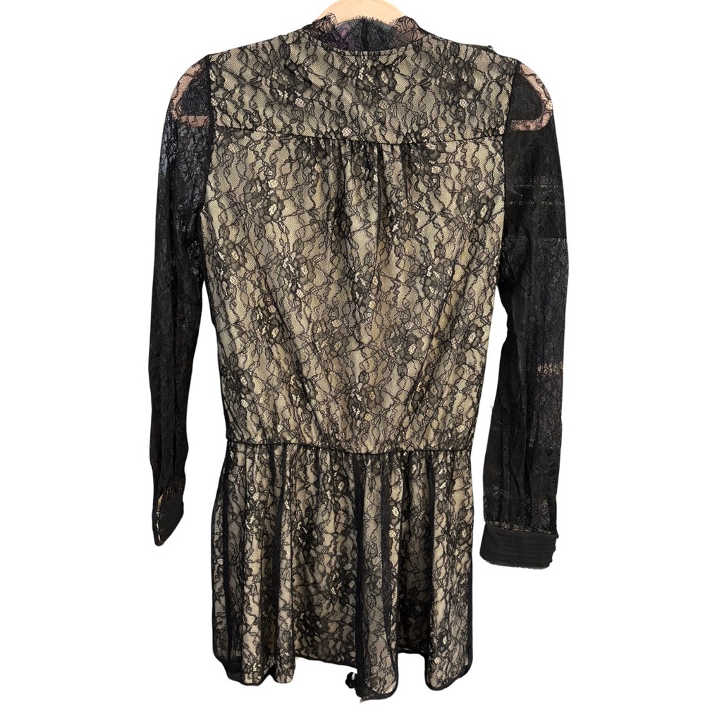 Alice Olivia Deena Drop Waist Lace Dress Black Natural Long Sleeve - Picture 3 of 9